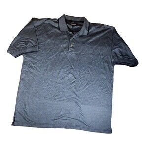 Vintage Keeler Bay Men's XL Blue Textured Knit Cotton Short Sleeve Collared Polo